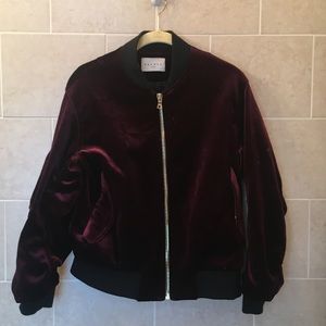 Sandro burgundy velvet bomber